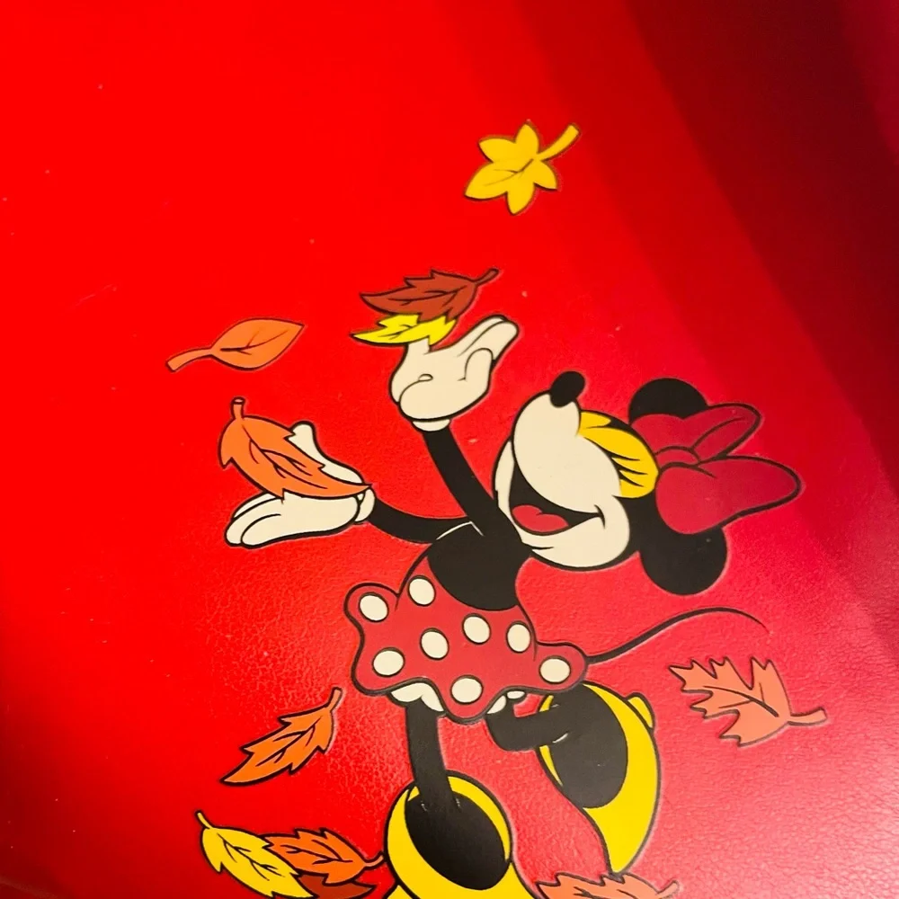 Loungefly Fall Sequin Ombré Minnie Red and Orange Sequin Backpack - Picture 8 of 16